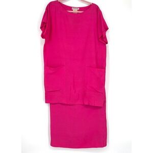 Vintage Guy Laroche Paris Collection Silk Skirt Set Pink Fuchsia‎ Size 42 US 12